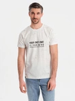Men's printed t-shirt with round neckline - white V1 OM-TSFP-0187