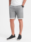 Vyriški LOOSE FIT šortai iš melanžinio audinio - pilki V6 OM-SRSK-0116