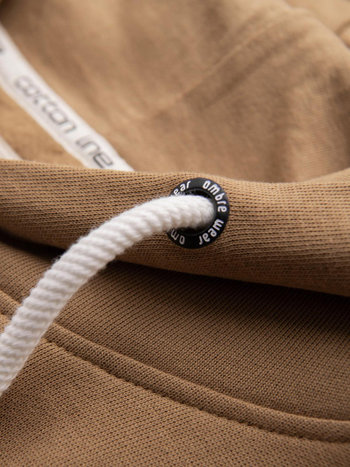 Hanorac cu glugă BASIC kangaroo pentru bărbați - maro V2 B1674