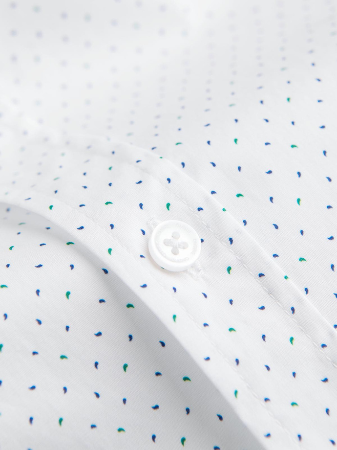 Men's cotton shirt with delicate patterns REGULAR FIT - white V1 K698