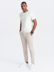 Pantaloni de trening bărbătești din tricot structurat - bej deschis V1 OM-PASK-0211