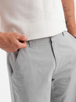 Men's classic chino shorts with rolled up leg - grey V12 OM-SRCS-0197