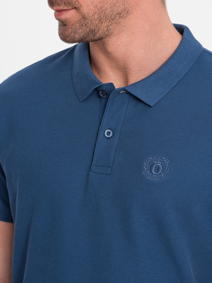Tricou polo bărbătesc din tricot piqué - albastru închis V13 S1374