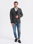 Men's checkered blazer with wool - graphite V2 OM-BLZB-0117