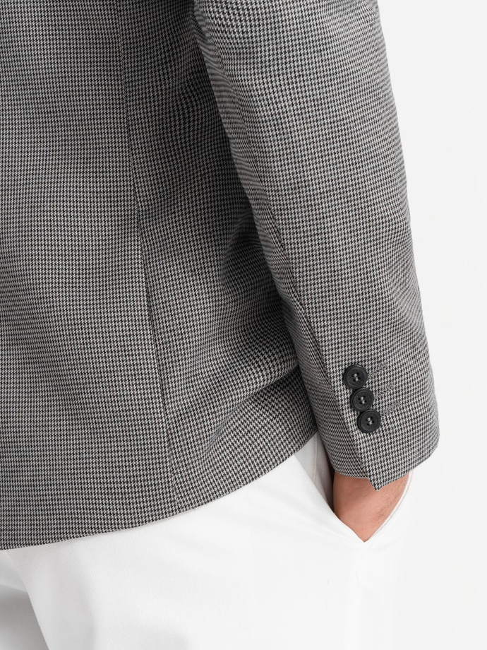 Pánské sako v jemné kostkované barvě - šedé V2 OM-BLZB-0116