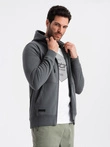 Unzipped cotton men's BASIC sweatshirt - graphite V11 OM-SSBZ-0160