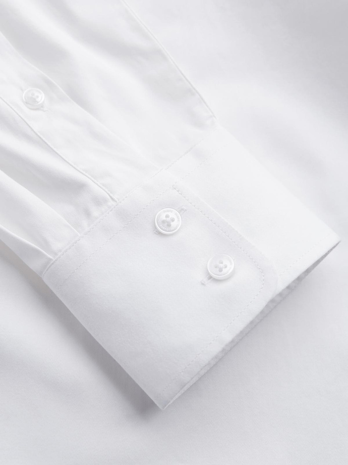 Classic men's SLIM FIT shirt in satin fabric - white V1 OM-SHOS-0176