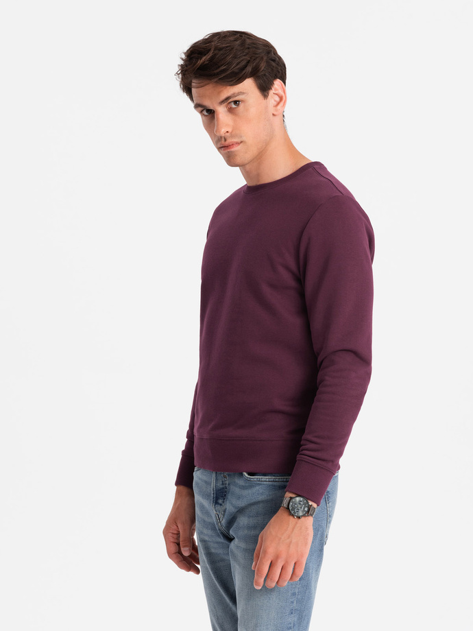 Men's BASIC cotton non-stretch sweatshirt - maroon V3 OM-SSBN-0159