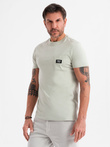 Tricou casual pentru bărbați cu buzunare aplicate - verde pal V2 OM-TSCT-0109
