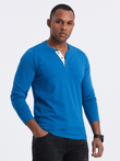 Men's longsleeve with buttons at the neckline - blue V2 OM-LSCL-0107