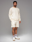 Unisex sweat shorts with drawstring waist - cream V2 OU-SRBC-0101