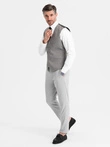 Jilet casual jacquard pentru bărbați fără rever - gri V2 OM-BLZV-0111