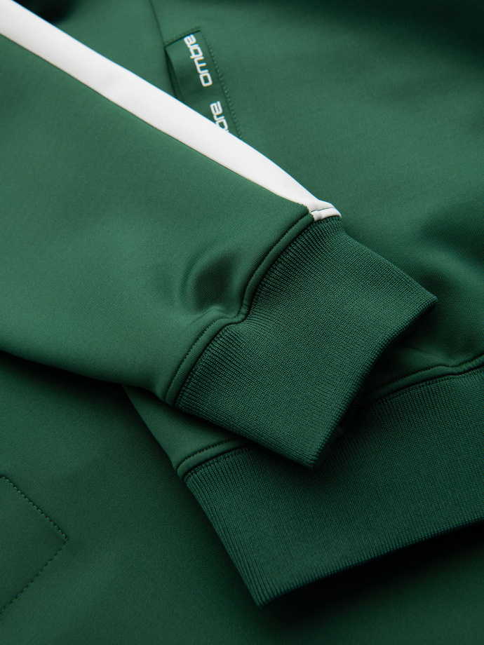 Vyriška striukė su gobtuvu ir apvadais - tamsiai žalia V7 OM-SSZP-0210