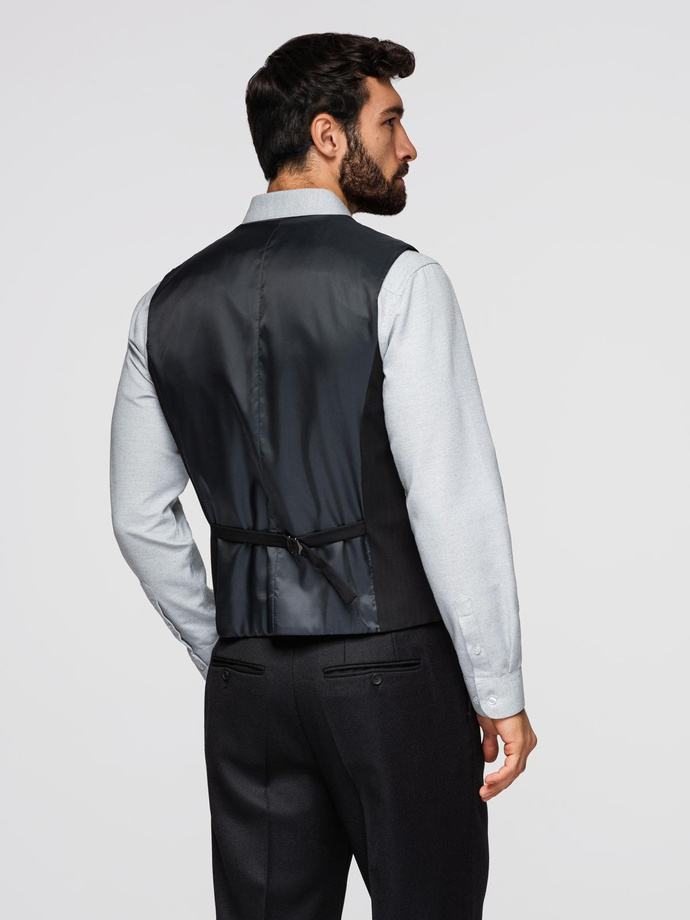 Elegant bărbați SLIM FIT herringbone waistcoat - negru V3 OM-BLZV-0143