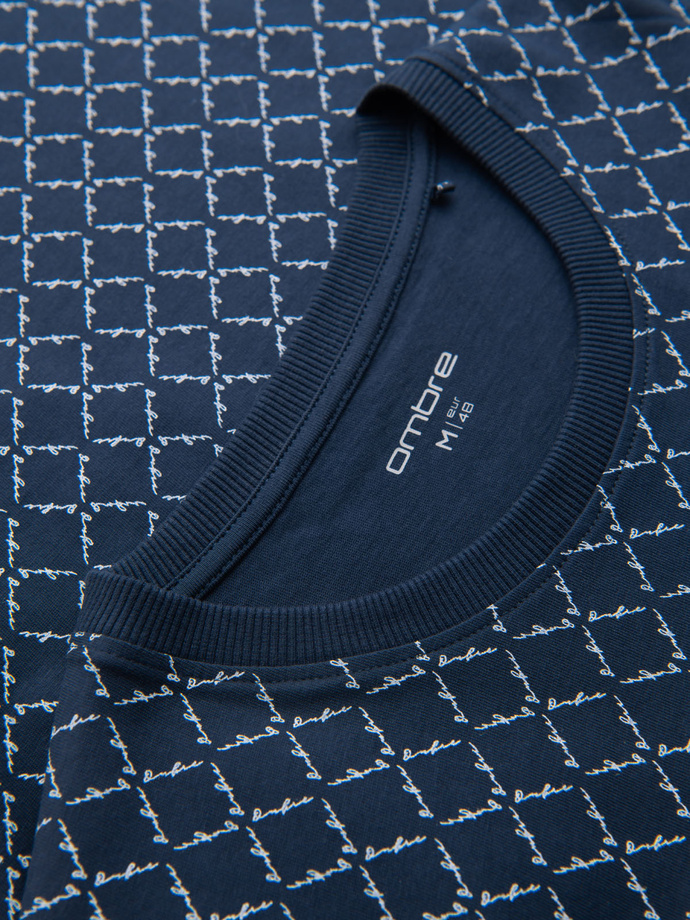 Tricou din bumbac imprimat cu decolteu rotund - negru V2 OM-TSFP-0225