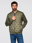 Men's quilted bomber jacket - dark olive green V3 OM-JALP-0141