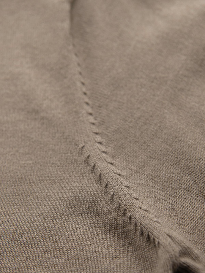 BASIC men's classic viscose sweater with round neckline - dark beige V15 OM-SWBS-0106