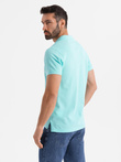Tricou polo BASIC BASIC pentru bărbați, o singură culoare, din tricot piqué - verde neon V25 OM-POBS-0100