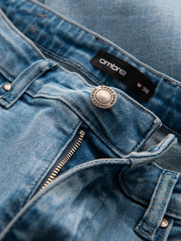 Men's classic washed REGULAR FIT jeans - light blue V2 OM-PADP-0217