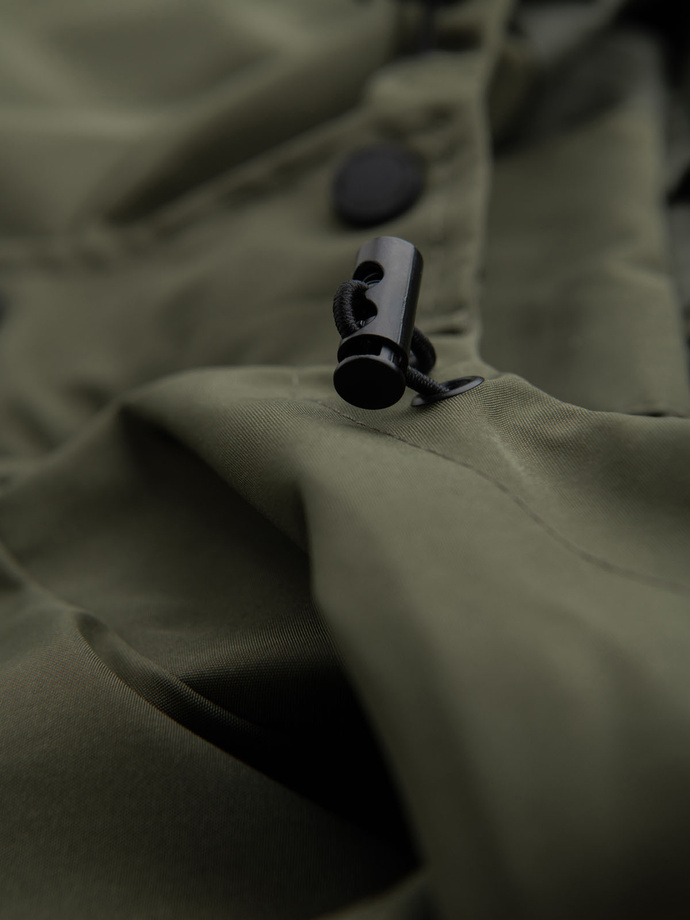 Vyriška funkcinė pereinamojo tipo striukė su gobtuvu - alyvinė V2 OM-JANP-0225