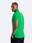 Men's BASIC single color pique knit polo shirt - neon green V25 OM-POBS-0100