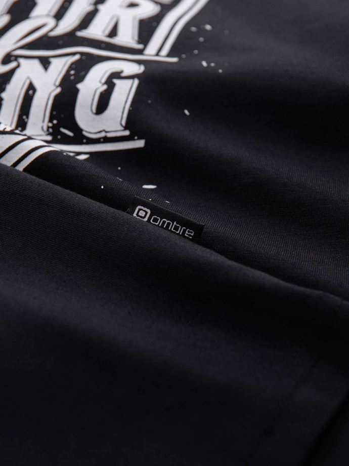 Men's motorcycle style printed t-shirt - black V1 OM-TSPT-0125