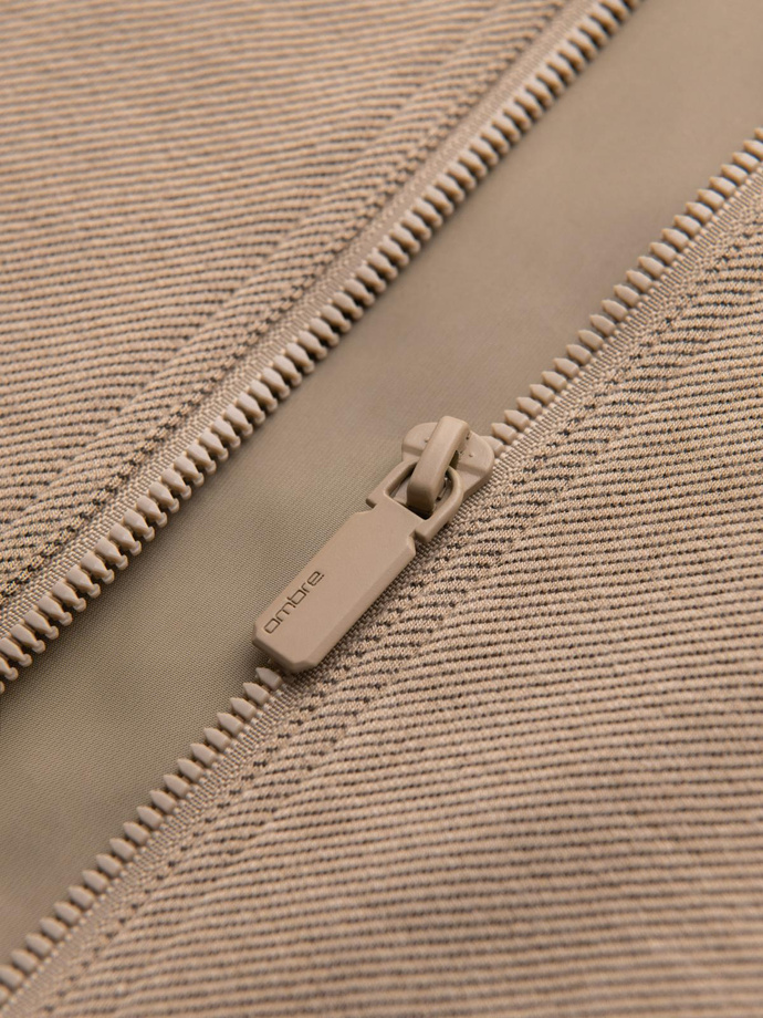 Men's raglan sleeve bomber jacket - warm beige V2 OM-JANP-0159