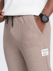 Pantaloni de trening bărbătești din tricot structurat - cafea V2 OM-PASK-0211