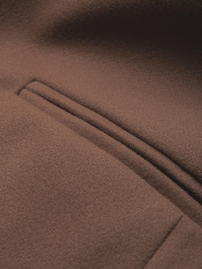 Pánské sako s ozdobnými knoflíky na manžetách - světle hnědé V2 OM-BLZB-0118