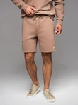 Unisex teplákové šortky s žebrovaným pasem - hnědé V16 OU-SRBC-0101