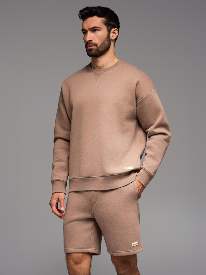 Klasická unisex mikina s kulatým výstřihem - hnědá V16 OU-SNBC-0104