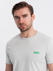 Tricou bărbătesc din bumbac cu contrast - gri deschis V2 OM-TSCT-0151
