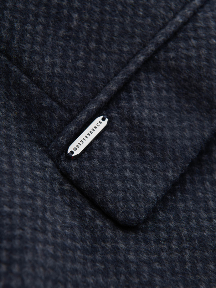 Unzipped men's wool coat - navy blue V1 OM-COWC-0121