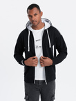 Men's unbuttoned hooded sweatshirt - black V2 OM-SSZP-22FW-006