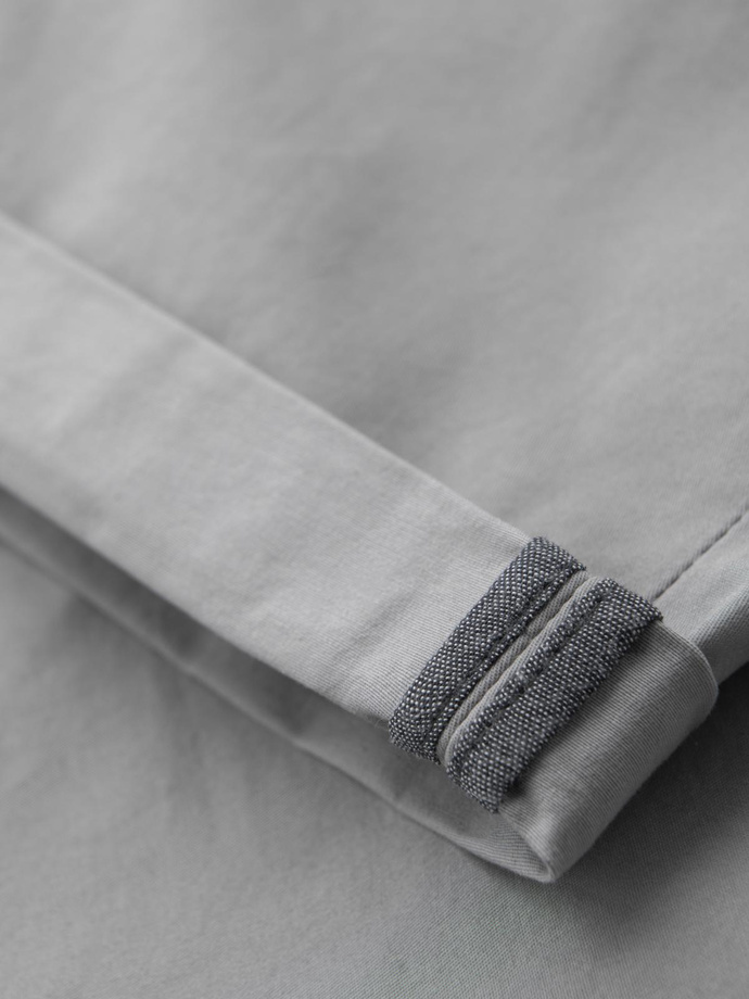 Men's classic chino shorts with rolled up leg - grey V12 OM-SRCS-0197