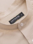 Men's linen shirt with collar and pocket REGULAR FIT - cream V3 OM-SHCS-0161