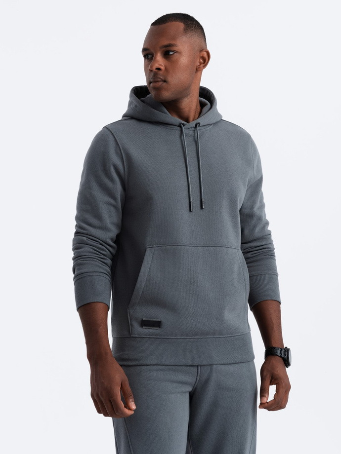 BASIC men's tracksuit set kangaroo sweatshirt + joggers - graphite