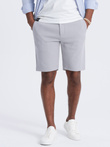 Pánské strukturované pletené šortky SLIM FIT - světle šedé V4 OM-SRCS-0126
