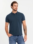 BASIC men's cotton polo t-shirt set - navy blue/white/red V3 OM-POBS-0133