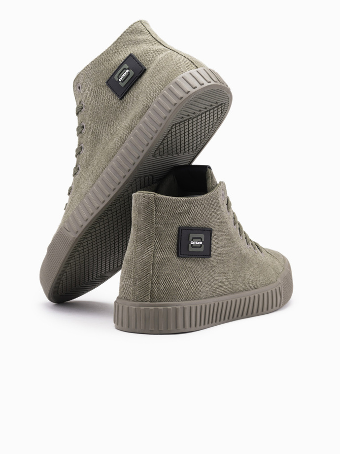 Adidași de top din pânză pentru bărbați - olive V2 OM-FOTH-0186