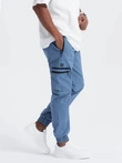 Men's JOGGER pants with stand-off and zippered cargo pockets - blue V7 OM-PAJO-0135