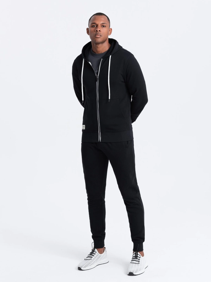 Men's sweatshirt set unbuttoned sweatshirt + jogger pants - black V5 Z82