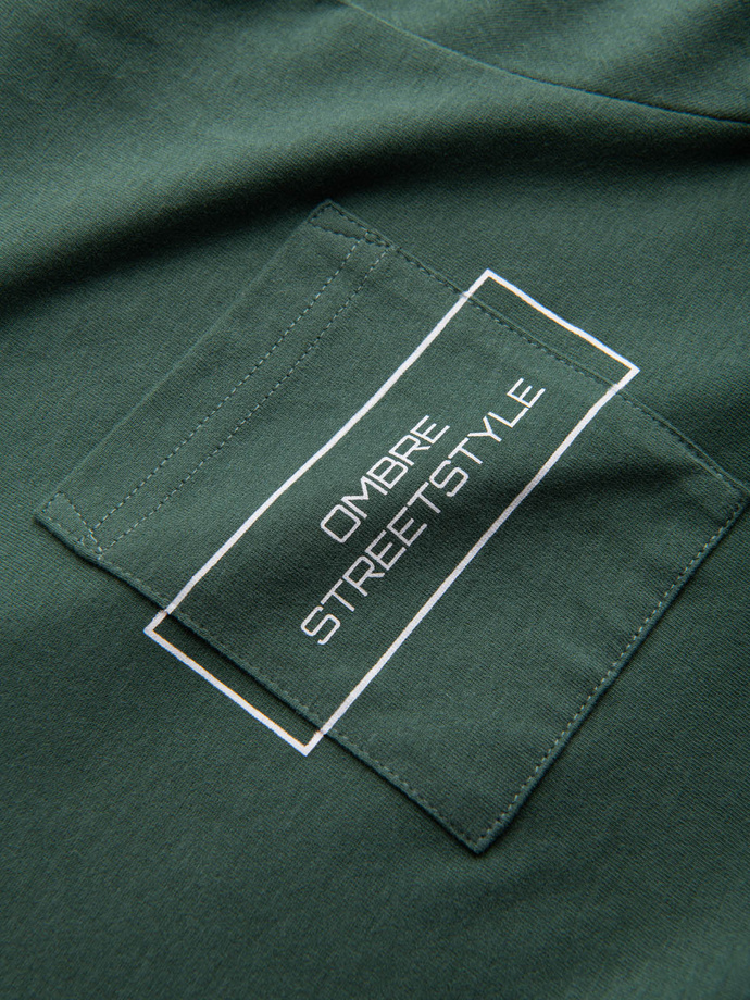Ombre Streetstyle bărbați bumbac buzunar imprimare T-shirt - verde închis V4 OM-TSCT-0108
