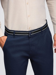 Pantaloni chino pentru bărbați cu talie decorativă - albastru marin V2 OM-PACP-0118