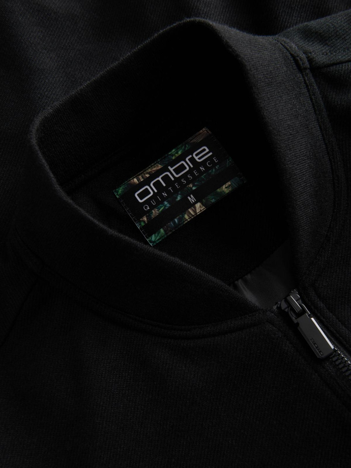 Men's raglan sleeve bomber jacket - black V1 OM-JANP-0159