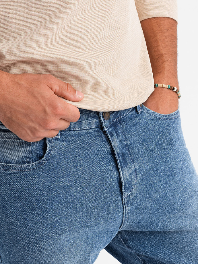 Pantaloni din denim CARROT FIT pentru bărbați cu frecare subtilă - albastru V1 OM-PADP-0162