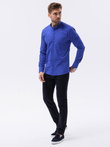 Men's elegant shirt with long sleeves - blue K307