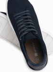 Classic men's soft suede sneaker shoes - navy blue V4 OM-FOCS-0163