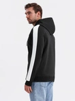 Men's unbuttoned hooded sweatshirt with piping - black V1 OM-SSZP-0210