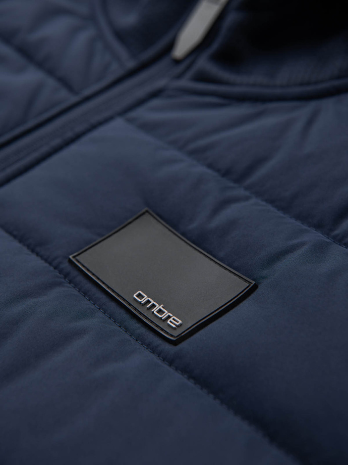 Jachetă sport ușoară colorată pentru bărbați cu fleece - maro și bleumarin V1 OM-JANP-0194